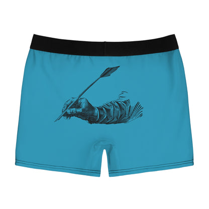 Men's Boxer Briefs: Writing Turquoise