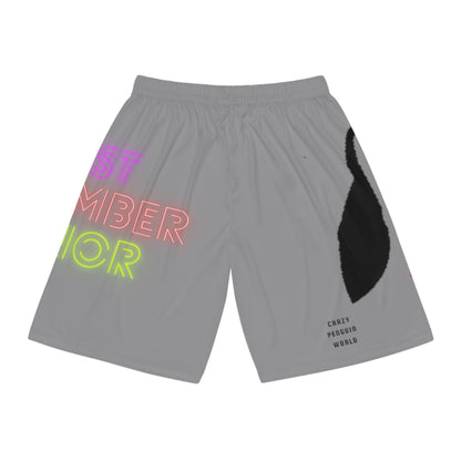 Basketball Shorts: Crazy Penguin World Logo Grey