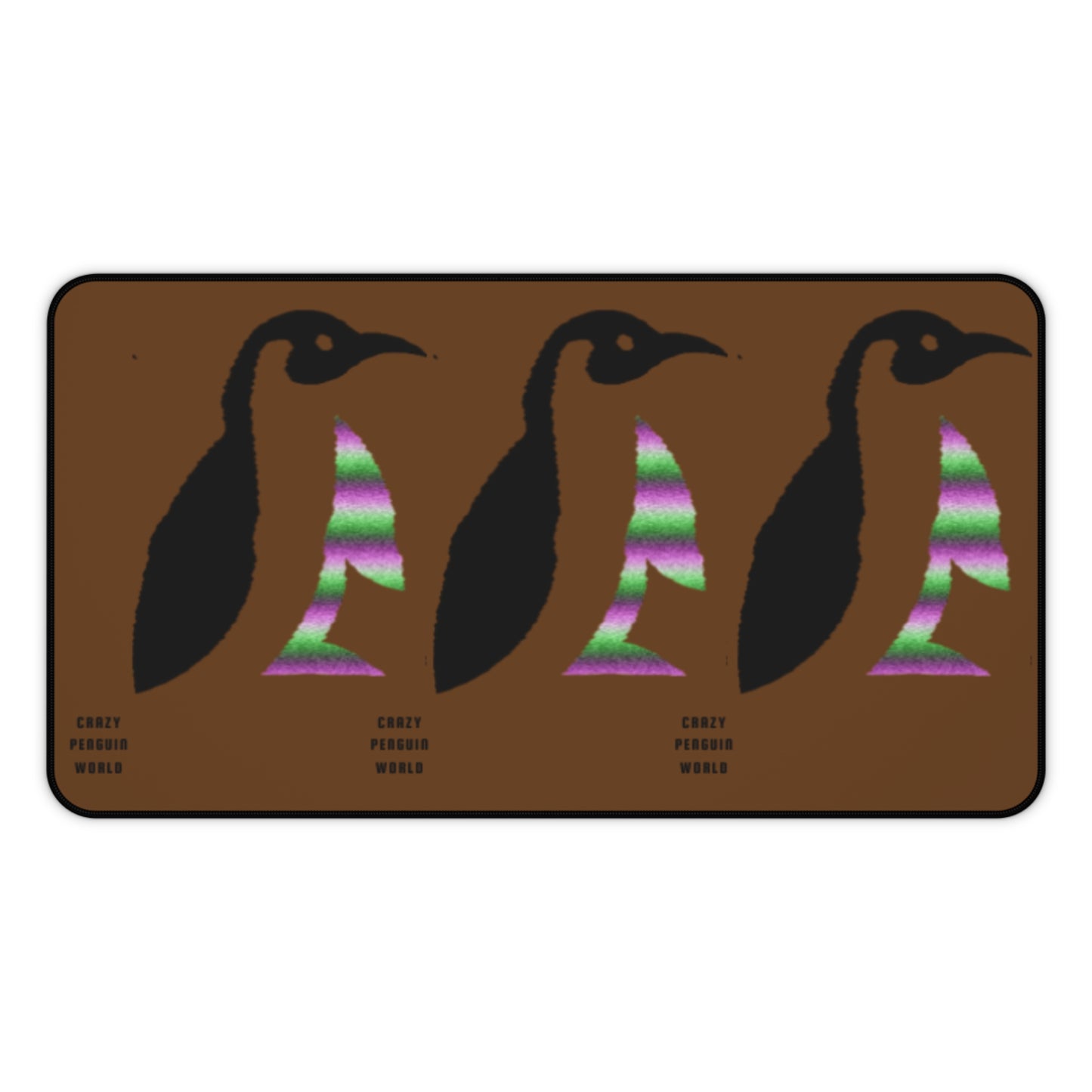 Desk Mat: Crazy Penguin World Logo Brown