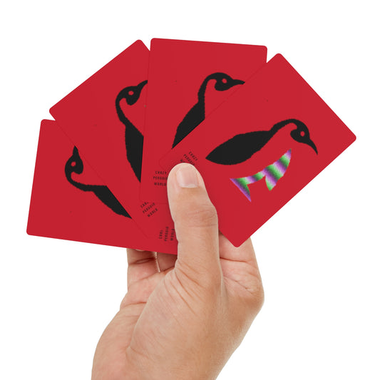 Poker Cards: Crazy Penguin World Logo Dark Red