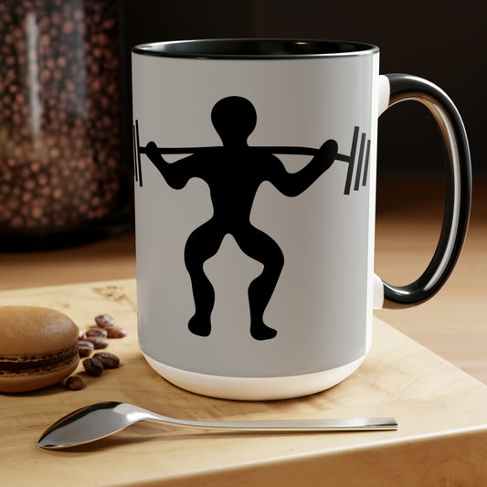 Two-Tone Coffee Mugs, 15oz: Weightlifting Lite Grey