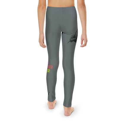 Youth Full-Length Leggings: Writing Dark Grey