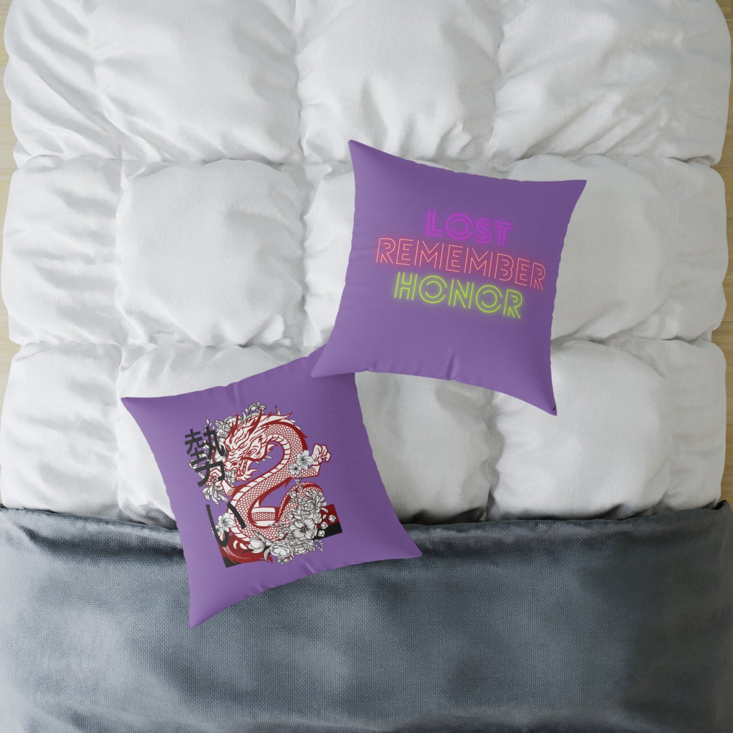 Spun Polyester Pillow: Dragons Lite Purple