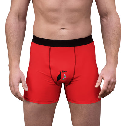 Men's Boxer Briefs: Crazy Penguin World Logo Red