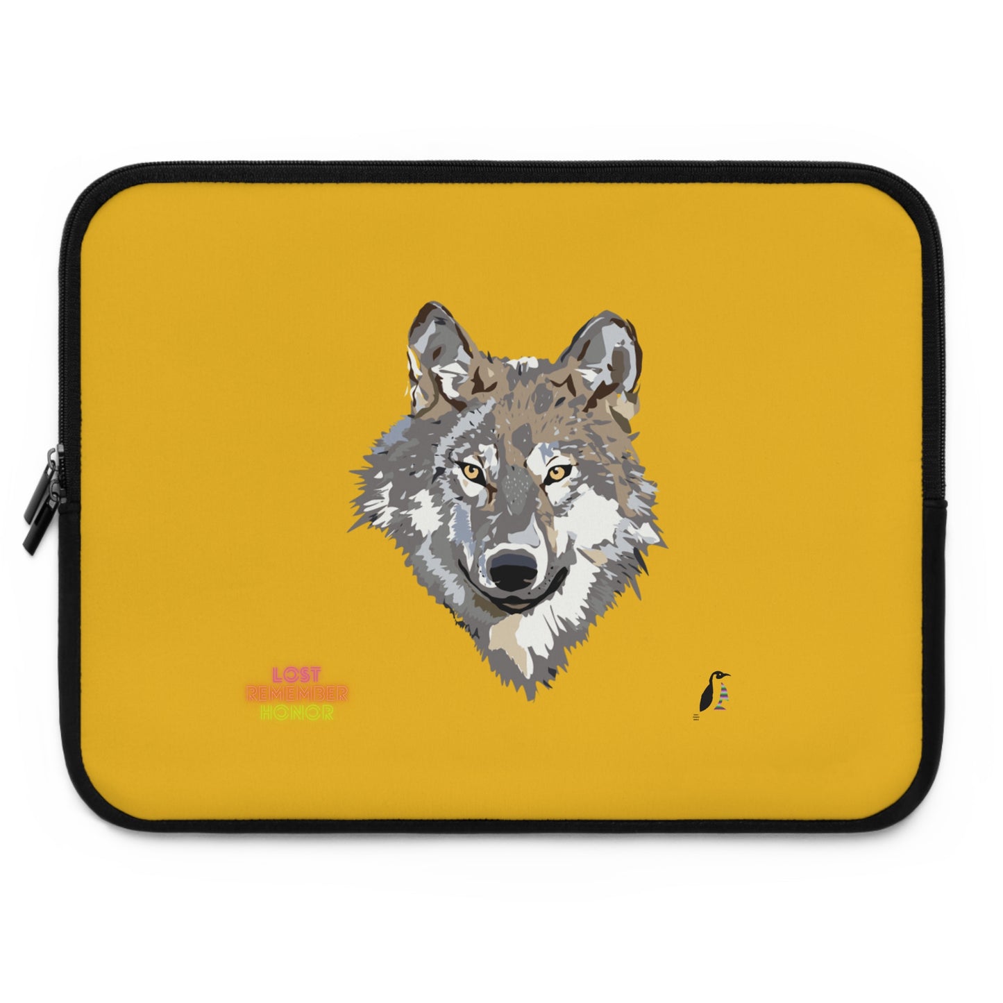 Laptop Sleeve: Wolves Yellow