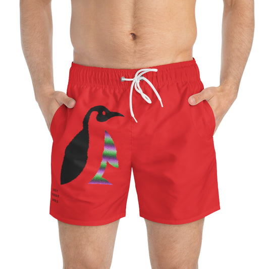 Swim Trunks: Crazy Penguin World Logo Red