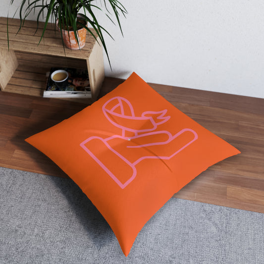 Tufted Floor Pillow, Square: Fight Cancer Orange