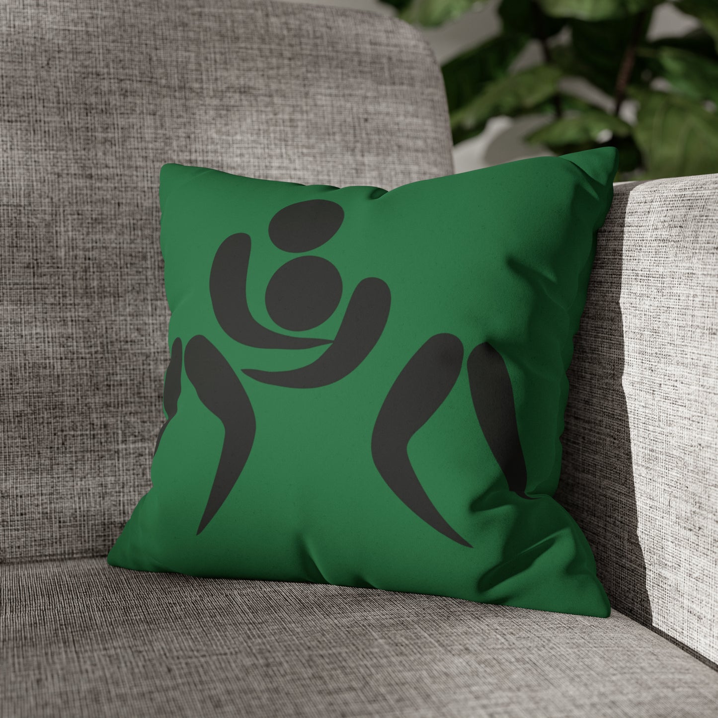 Faux Suede Square Pillow Case: Wrestling Dark Green