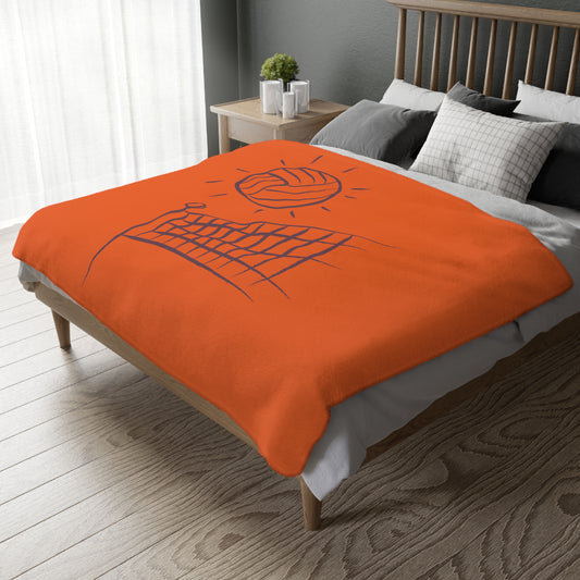 Velveteen Minky Blanket (Two-sided print): Volleyball Orange