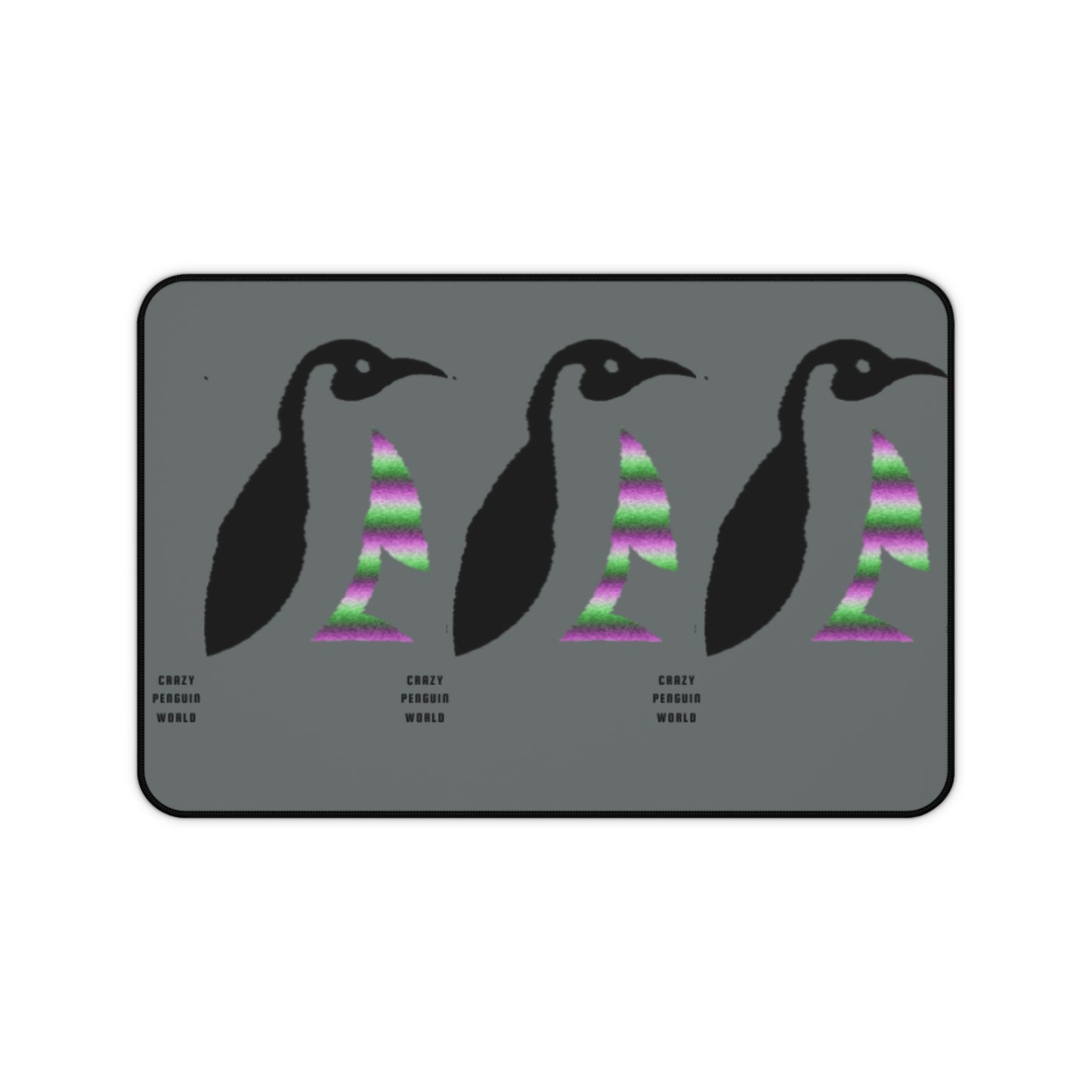 Desk Mat: Crazy Penguin World Logo Dark Grey