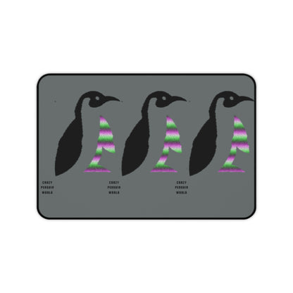 Desk Mat: Crazy Penguin World Logo Dark Grey