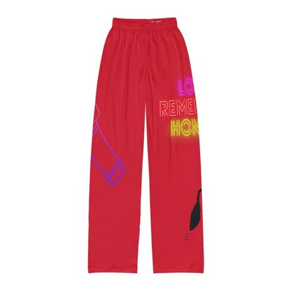 Kids Pajama Pants: Music Dark Red