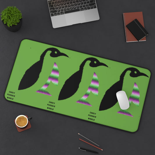 Desk Mat: Crazy Penguin World Logo Green