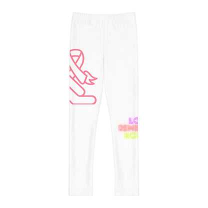 Youth Full-Length Leggings: Fight Cancer White