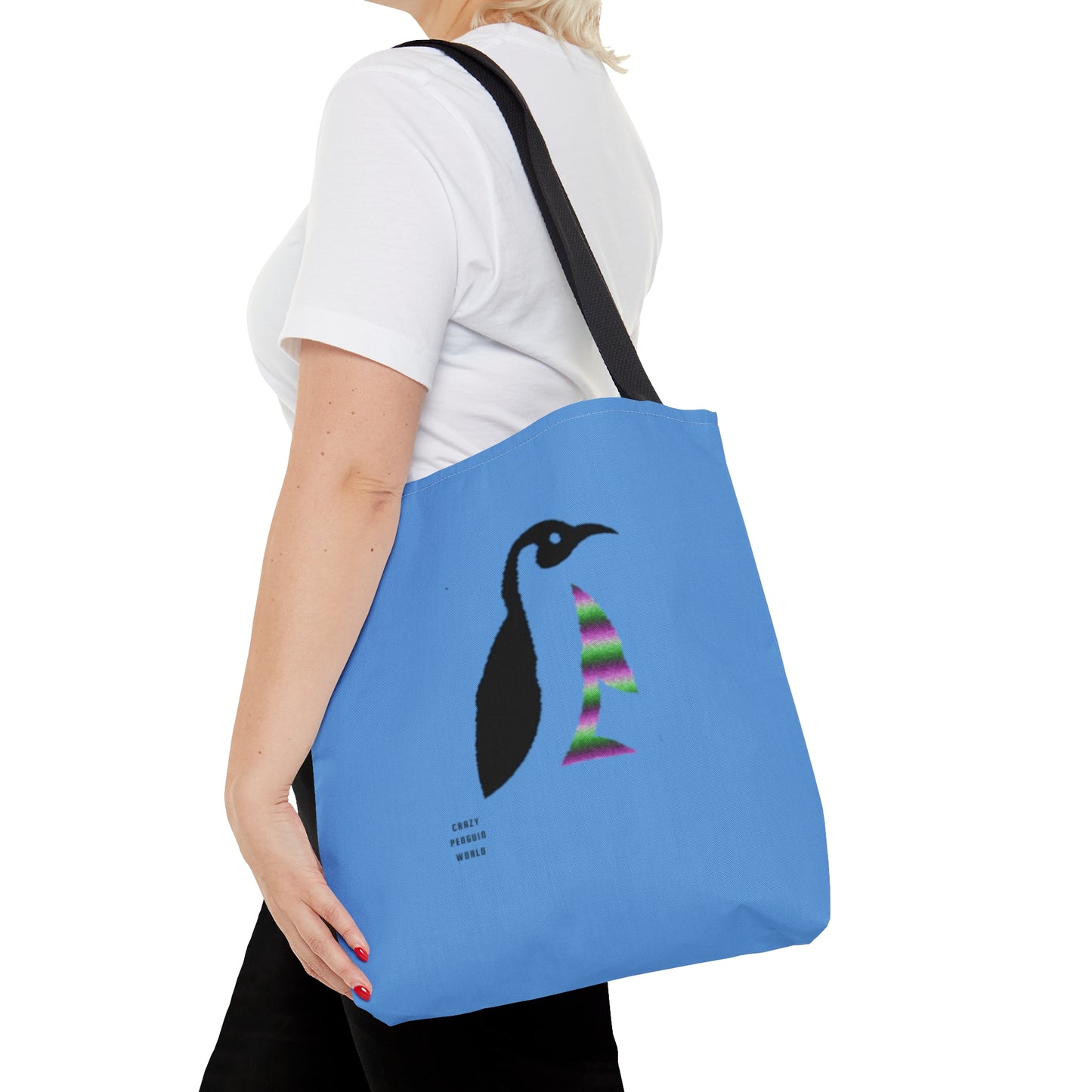 Tote Bag: Crazy Penguin World Logo Lite Blue