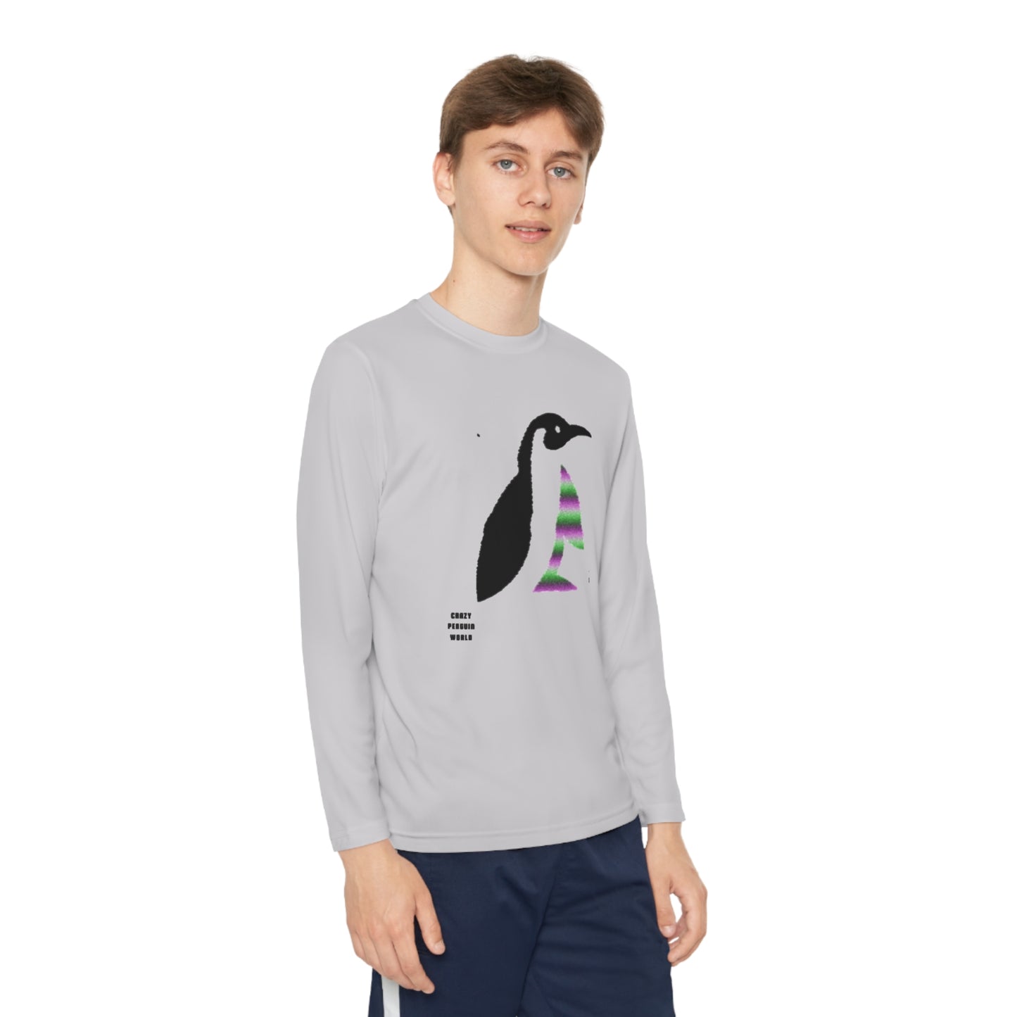 Youth Long Sleeve Competitor Tee: Crazy Penguin World Logo