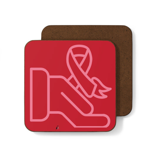 Hardboard Back Coaster: Fight Cancer Dark Red
