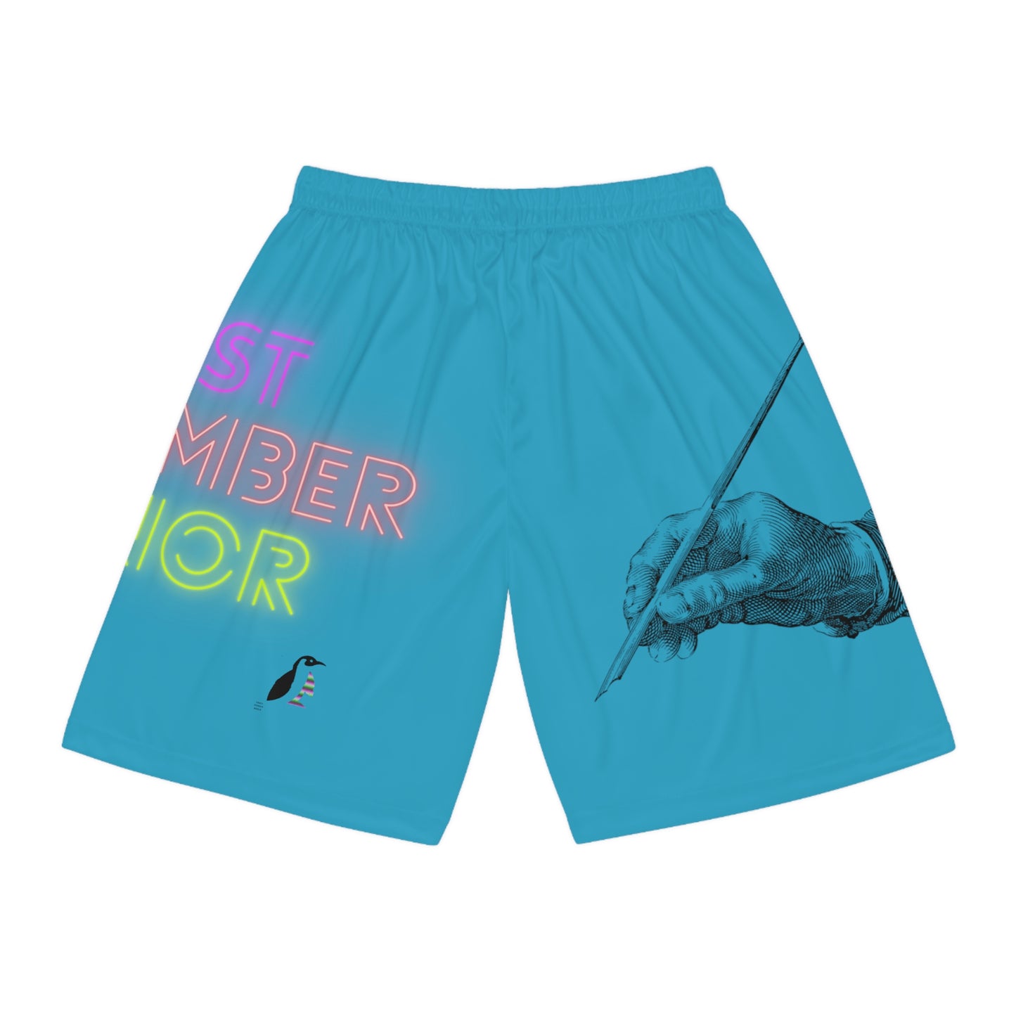 Basketball Shorts: Writing Turquoise