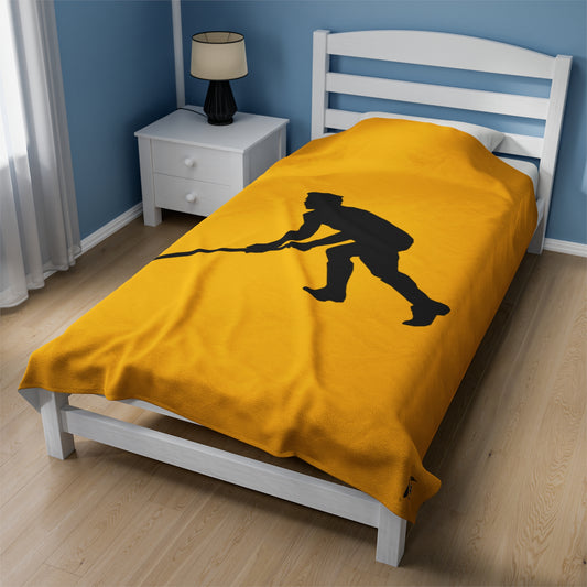 Velveteen Plush Blanket: Hockey Yellow