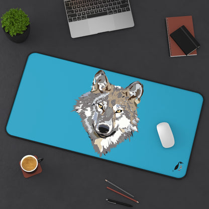 Desk Mat: Wolves Turquoise