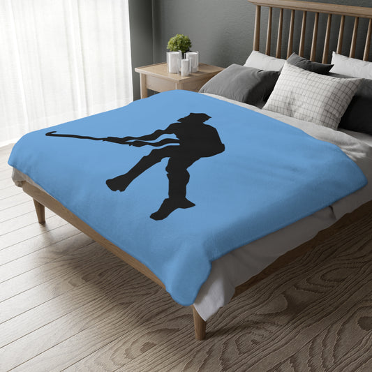 Velveteen Minky Blanket (Two-sided print): Hockey Lite Blue