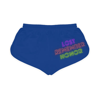 Women's Relaxed Shorts: Crazy Penguin World Logo Dark Blue