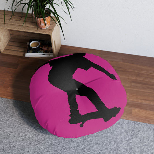 Tufted Floor Pillow, Round: Skateboarding Pink