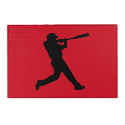 Area Rug (Rectangle): Baseball Dark Red