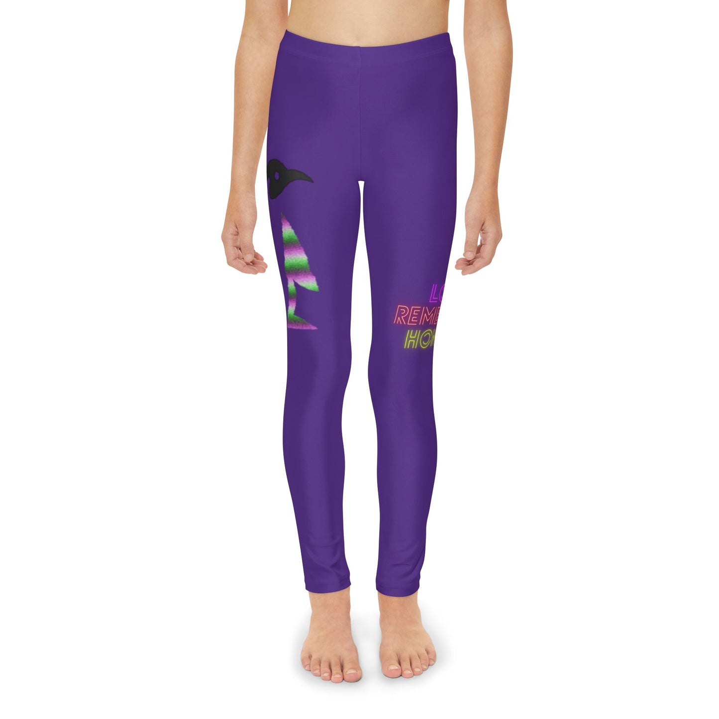 Youth Full-Length Leggings: Crazy Penguin World Logo Purple