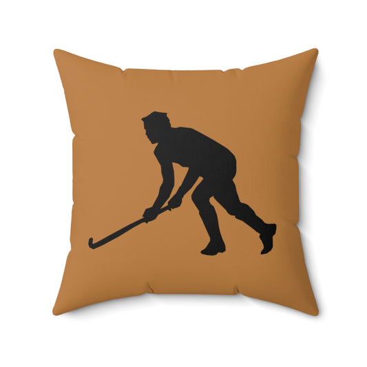 Spun Polyester Square Pillow: Hockey Lite Brown