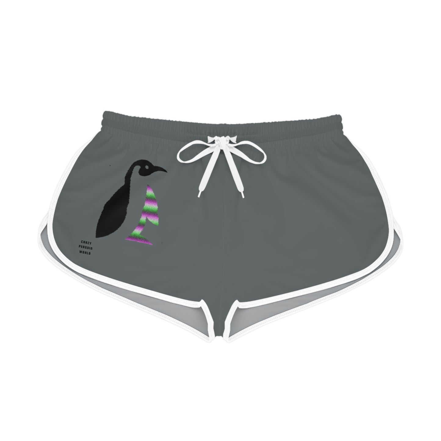 Women's Relaxed Shorts: Crazy Penguin World Logo Dark Grey