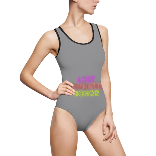 Women's Classic One-Piece Swimsuit: Lost Remember Honor Grey