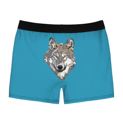 Men's Boxer Briefs: Wolves Turquoise