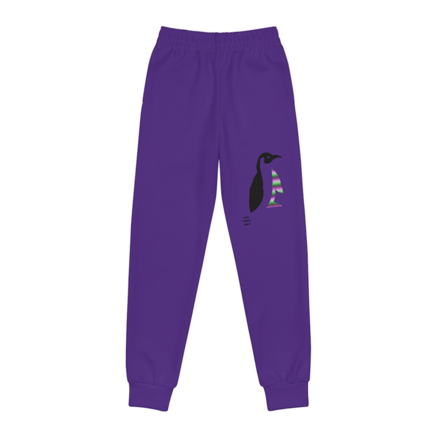 Youth Joggers: Crazy Penguin World Logo Purple