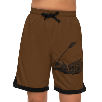 Basketball Rib Shorts: Writing Brown