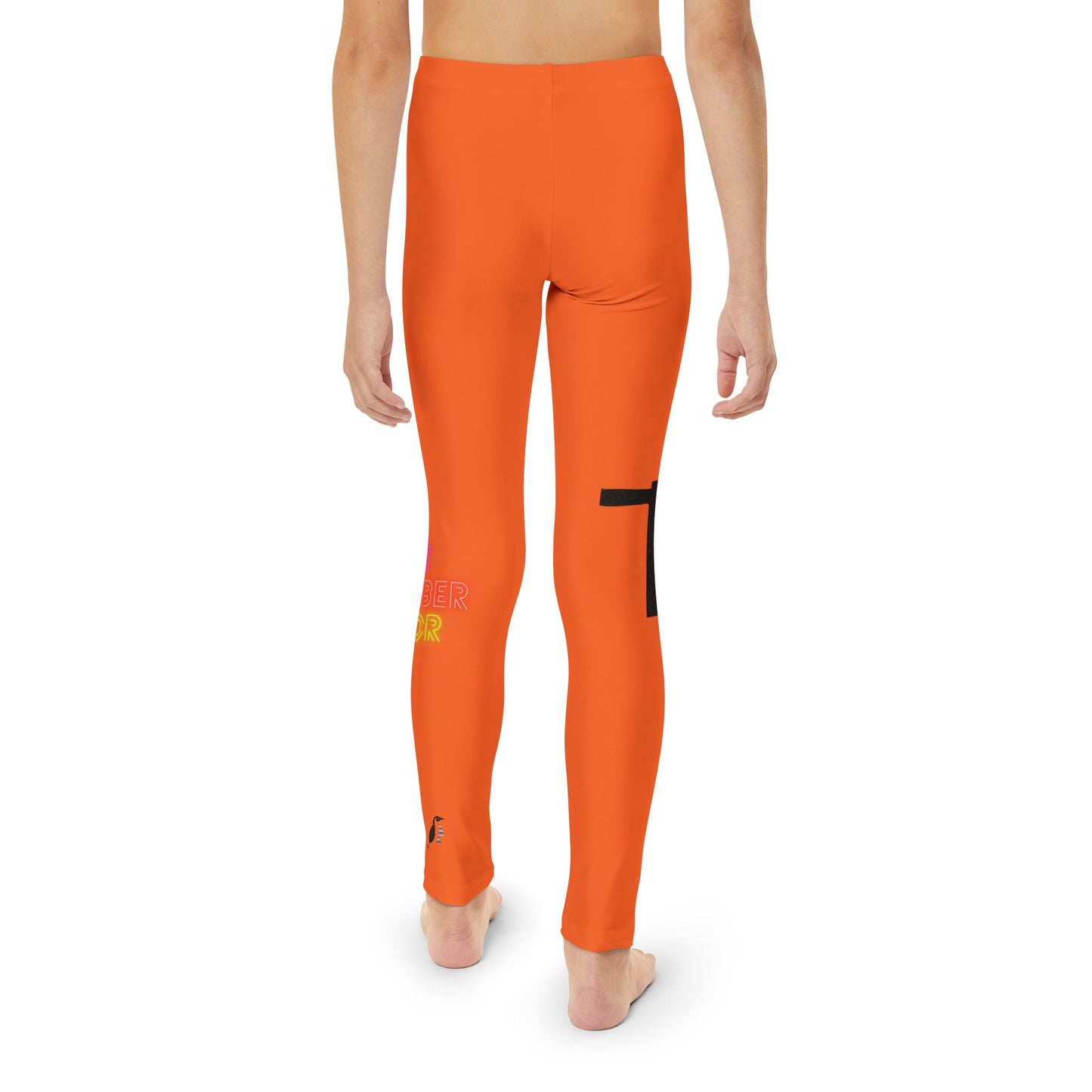 Youth Full-Length Leggings: Fishing Orange