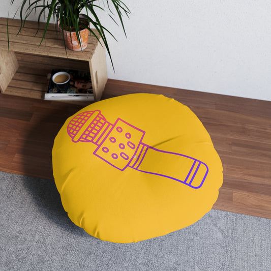 Tufted Floor Pillow, Round: Music Yellow