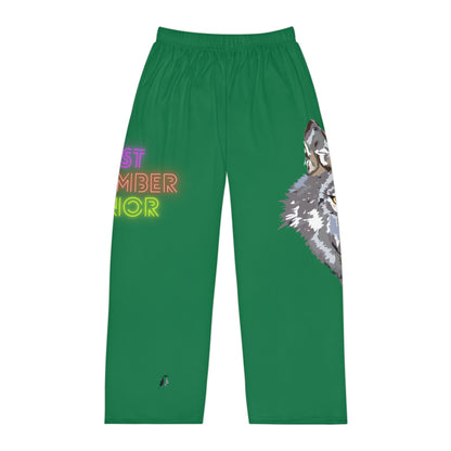 Men's Pajama Pants: Wolves Dark Green