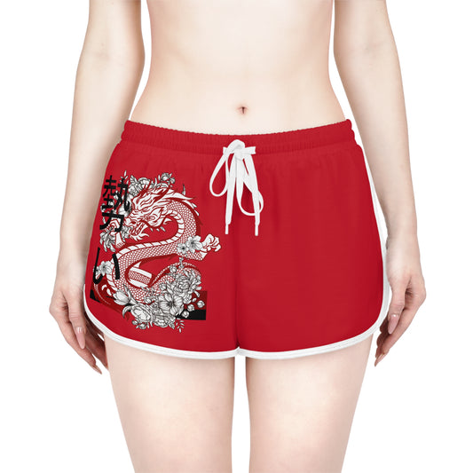 Women's Relaxed Shorts: Dragons Dark Red