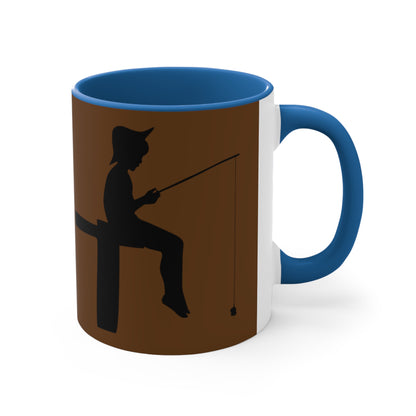 Accent Coffee Mug, 11oz: Fishing Brown