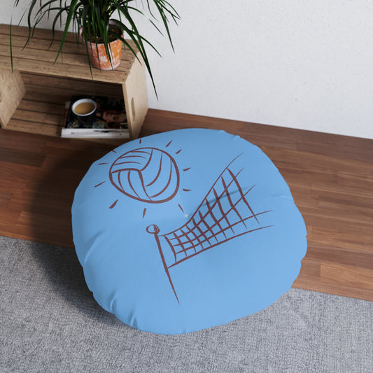 Tufted Floor Pillow, Round: Volleyball Lite Blue
