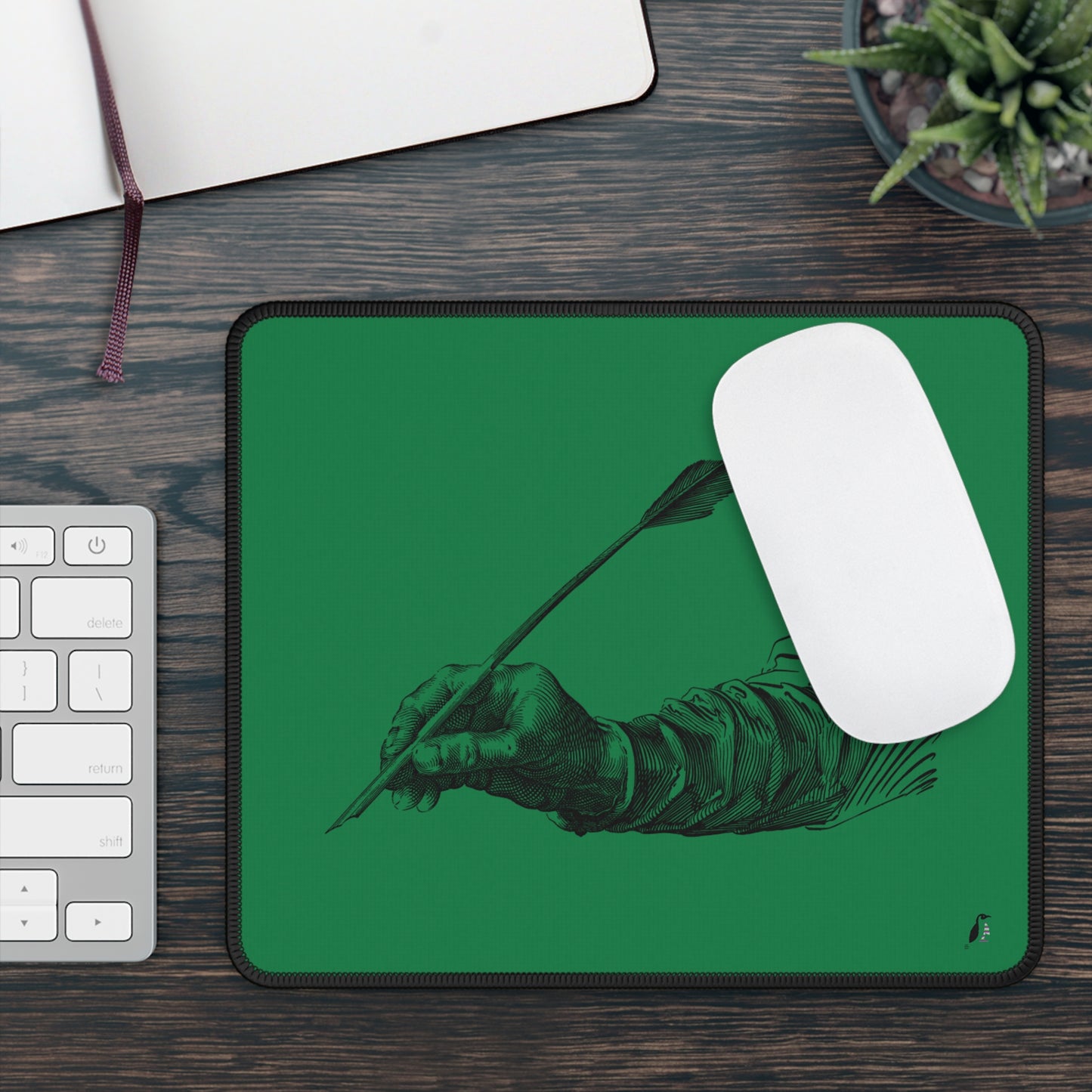 Gaming Mouse Pad: Writing Dark Green