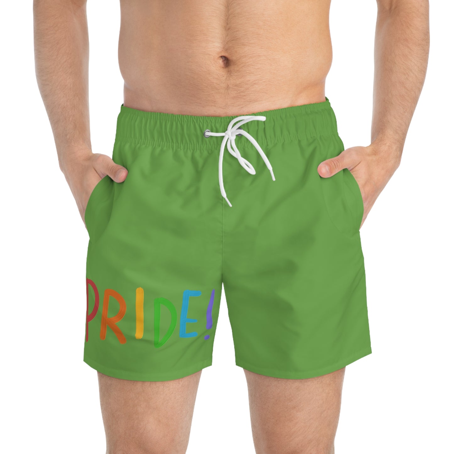 Swim Trunks: LGBTQ Pride Green