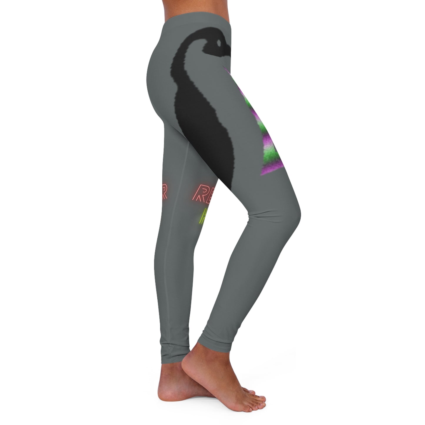 Women's Spandex Leggings: Crazy Penguin World Logo Dark Grey