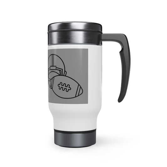 Stainless Steel Travel Mug with Handle, 14oz: Football Grey