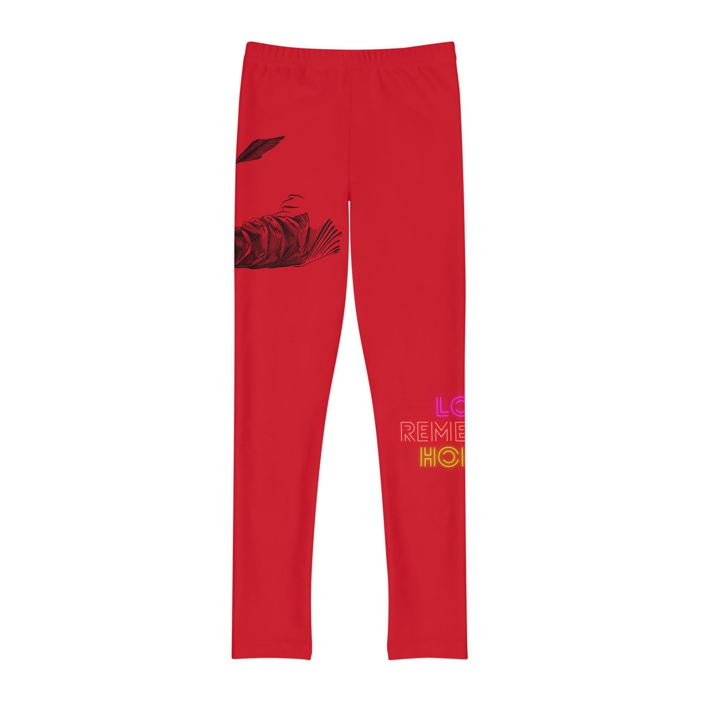 Youth Full-Length Leggings: Writing Dark Red