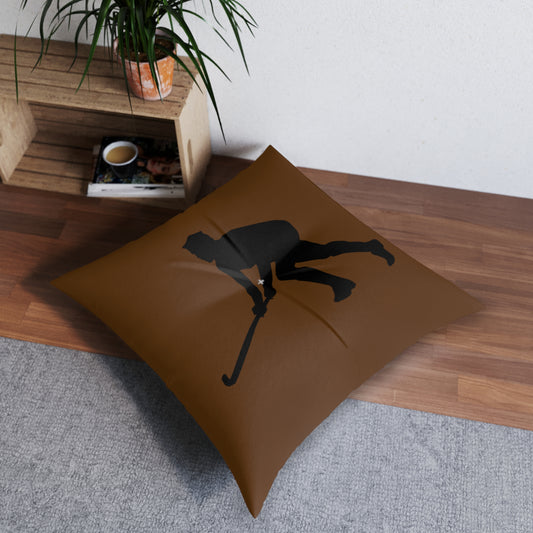Tufted Floor Pillow, Square: Hockey Brown