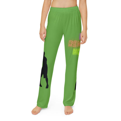 Kids Pajama Pants: Basketball Green