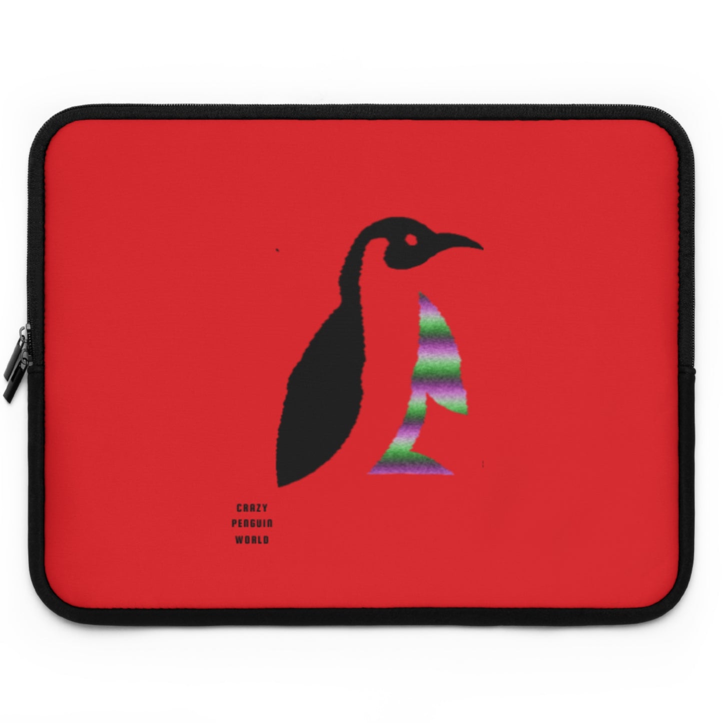 Laptop Sleeve: Crazy Penguin World Logo Red