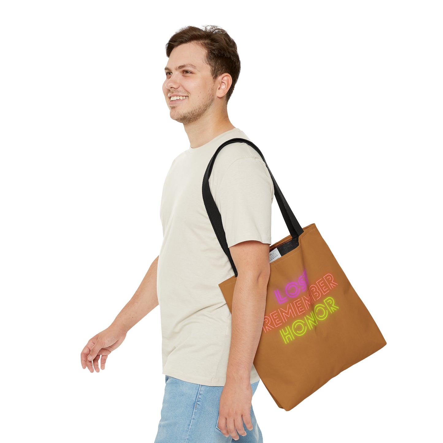 Tote Bag: Lost Remember Honor Lite Brown